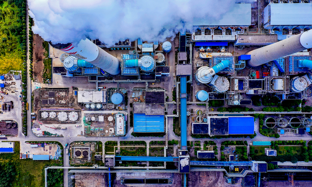 2022年10月12日拍攝的國家能源集團江蘇泰州電廠CCUS項目施工現場。李偲 攝