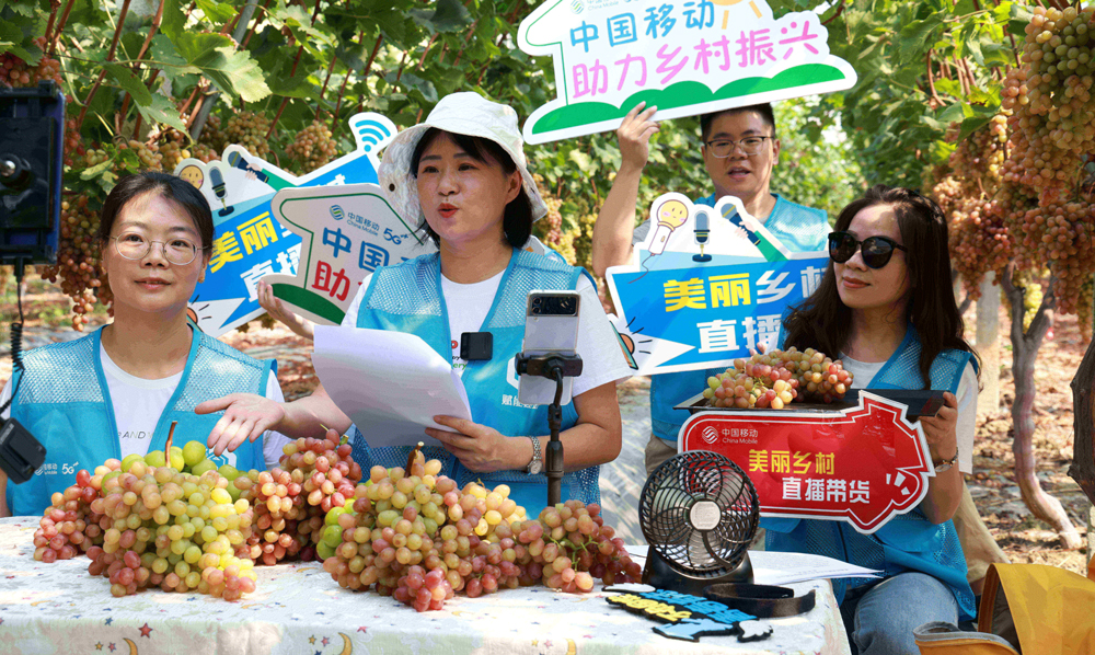 “信號(hào)滿格了，我們也過上了幸福的‘快’生活！”湖北孝感孝昌縣王店鎮(zhèn)敦厚村的果農(nóng)拿著手機(jī)高興地說道。在湖北孝感，中國(guó)移動(dòng)湖北公司組織電商助農(nóng)志愿者前往當(dāng)?shù)毓麍@開展“5G直播+電商助農(nóng)”活動(dòng)，向果農(nóng)們傳授直播經(jīng)驗(yàn)技巧，一箱箱葡萄“飛”向千家萬戶，村民們的生活越過越紅火甜蜜，心里樂開了花。