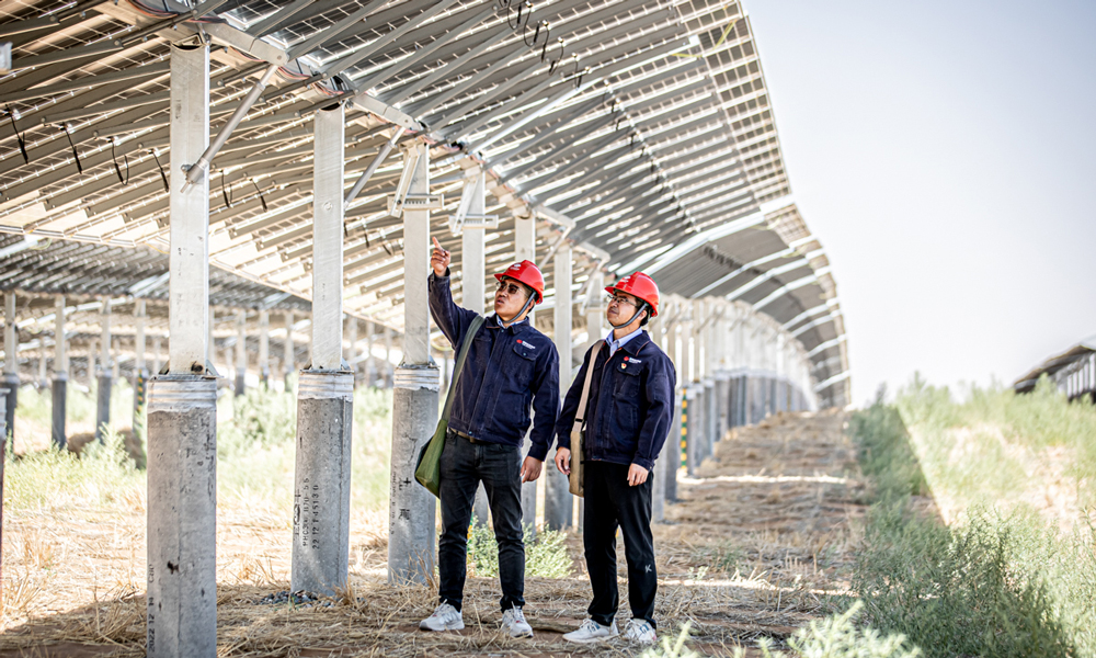 布設(shè)在光伏板下部的平單軸支架是真正的“追光使者”。結(jié)合太陽軌跡，高精度傾角傳感器可實現(xiàn)精準(zhǔn)“追日”，提升15-20%的發(fā)電效能。項目人員定期巡查，消除隱患，確保光伏組件正常運轉(zhuǎn)，創(chuàng)造良好的經(jīng)濟效益。